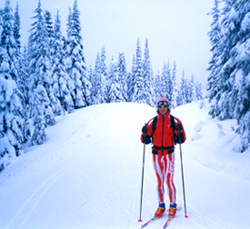 Happy Skier Fully Equipped by Devils Track Nordic Ski Shop